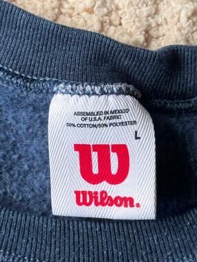 Vintage Wilson Blank Crewneck Sweatshirt Mens Large Navy Blue USA Fleece Pullove